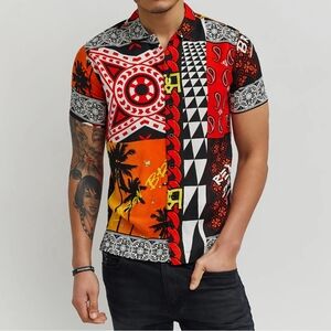 Reason Blaze Geometric All Over Print Button Down Shirt NWT Size S BC-2798